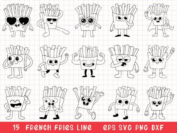 Download French Fries Line Art Fast Food SVG - Art Collection