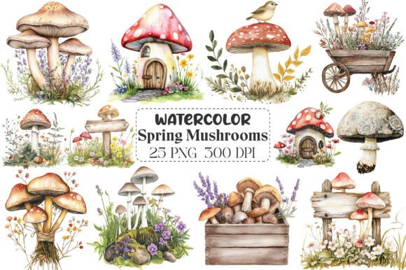 Download Rustic Spring Mushrooms Clipart - Art Collection