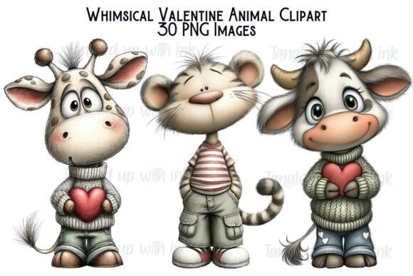 Download Whimsical Valentine Animal Clipart - Art Collection