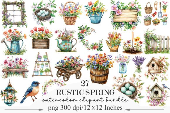 Download Watercolor Rustic Spring Clipart - Art Collection