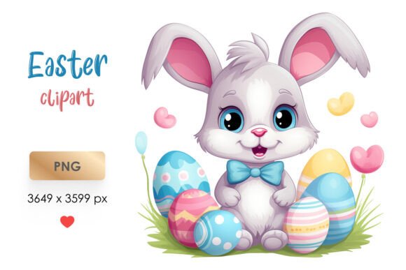 Download Cute Easter Bunny with Eggs PNG Clipart - Art Collection