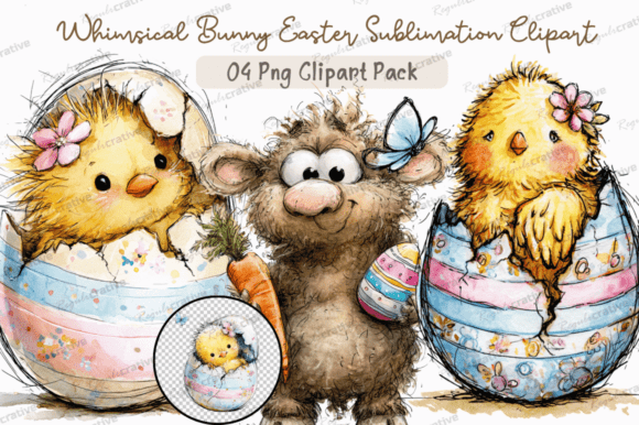 Download Whimsical Bunny Easter Clipart PNG,Cute - Art Collection