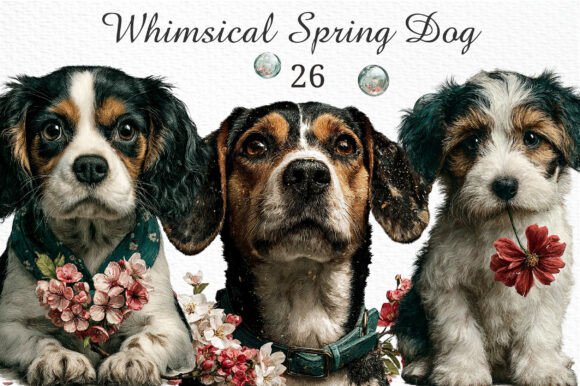 Download Whimsical Spring Dog Clipart Png - Art Collection