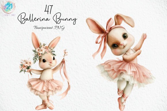 Download Watercolor Ballerina Bunny Clipart PNG - Art Collection