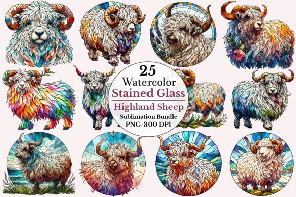 Download Stained Glass Highland Sheep Clipart - Art Collection