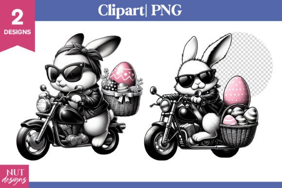 Download Easter Clipart Cool Bunny on Motorcycle - Art Collection