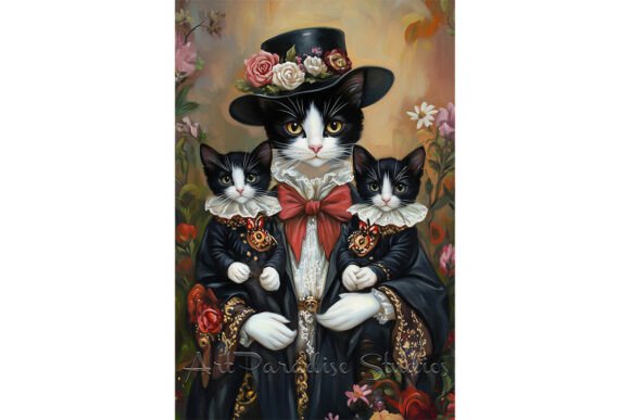 Download Victorian Cat Family Wall Art Décor - Art Collection