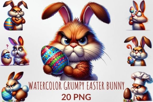 Download Watercolor Grumpy Easter Bunny Clipart - Art Collection