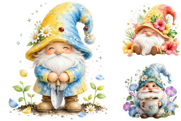 Download Watercolor Spring Gnome Clipart Bundle - Art Collection