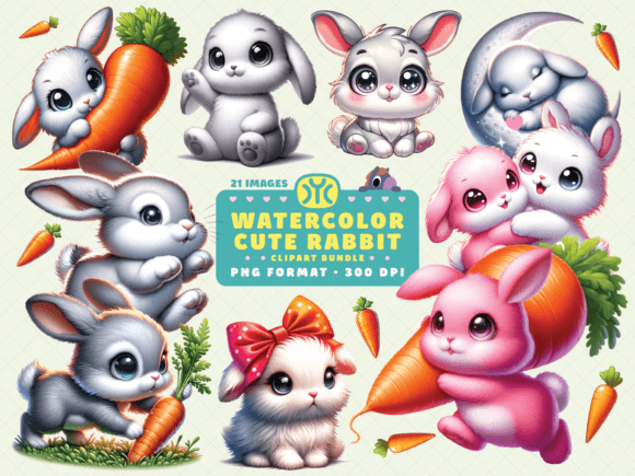 Download Watercolor Cute Rabbit Clipart - Art Collection