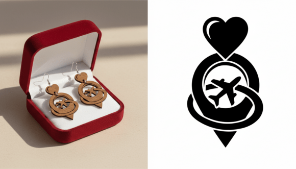 Download Travel Heart Airplane Earring Laser Cut - Art Collection