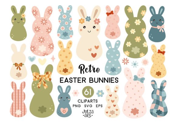 Download Retro Groovy Easter Bunny Clipart - Premium Bundle