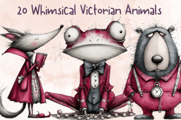 Download Whimsical Victorian Animals Clipart Set - Art Collection