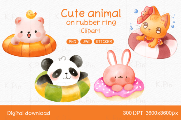 Download Cute Animal Clipart: Summer Fun - Art Collection
