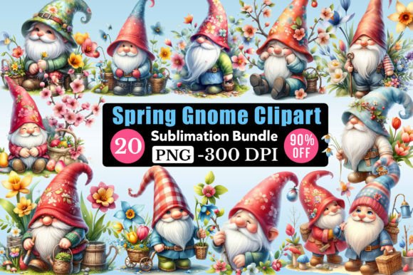 Download Watercolor Spring Gnome Clipart Bundle - Art Collection
