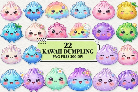 Download Kawaii Glitter Dumpling Clipart Bundle - Art Collection