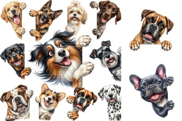 Download Watercolor Peeking Dog Clipart Bundle - Art Collection
