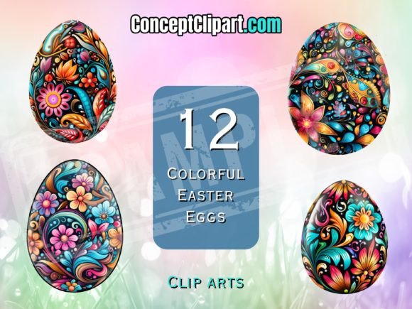 Download 12 Colorful Easter Egg Clipart Bundle - Art Collection