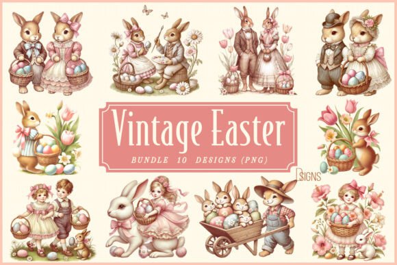 Download Vintage Easter Clipart Bundle Bunny - Art Collection